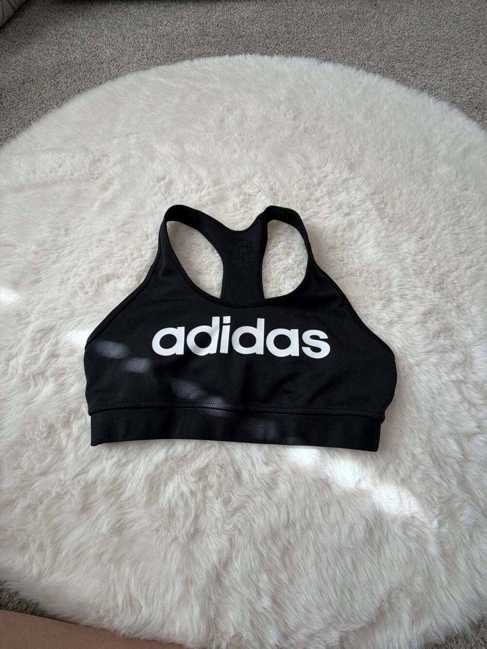 adidas Climalite Black and White Logo Sports Bra